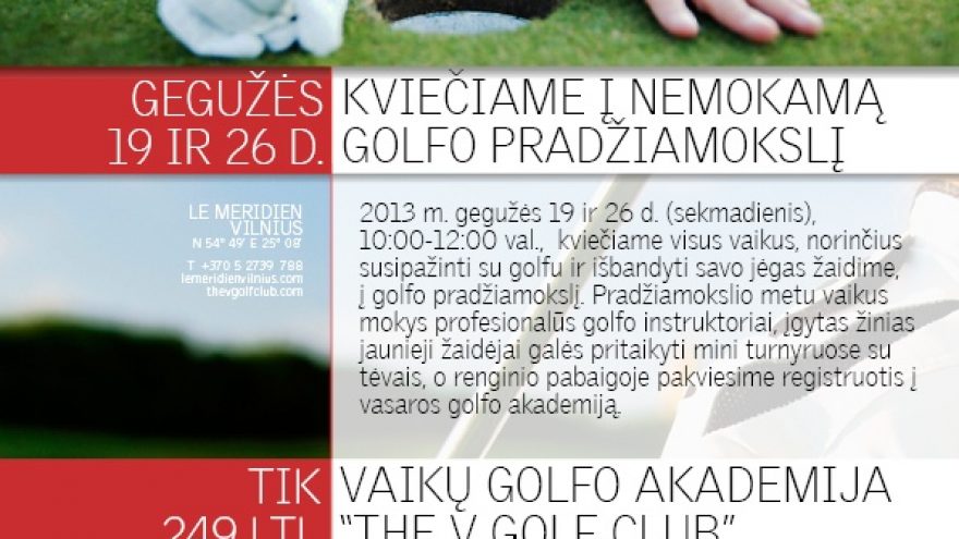 Nemokamas golfo renginys vaikams gegužės 26 d.