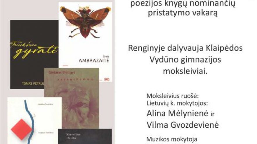„Metų knygos rinkimai 2018“ poezijos knygų pristatymai