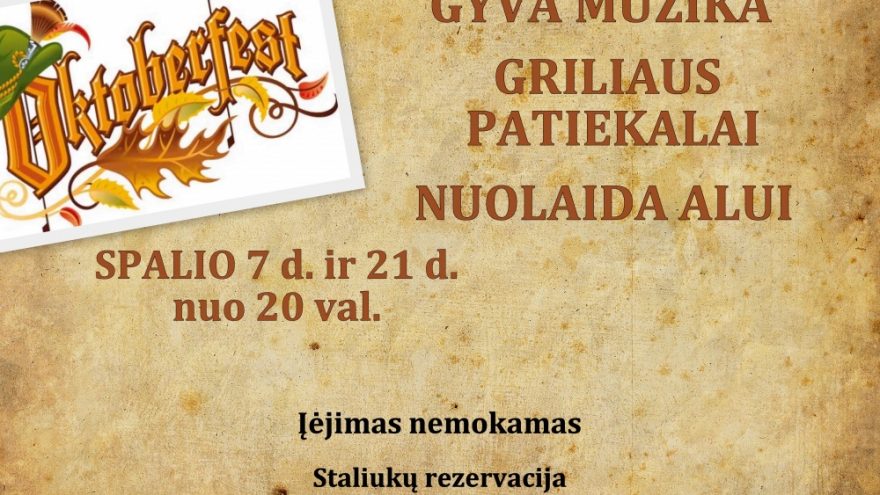Oktoberfest. Gyvos muzikos vakaras užeigoje „Aitvaras“