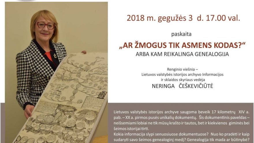 Paskaita besidomintiems genealogija „Ar žmogus tik asmens kodas?“