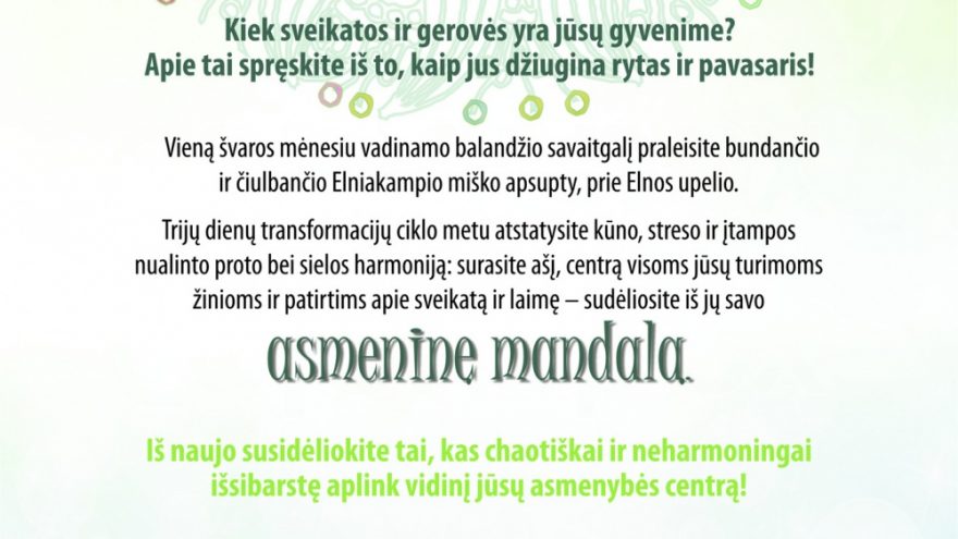 Sveikumo ir asmeninio tobulėjimo dirbtuvės – Mandala