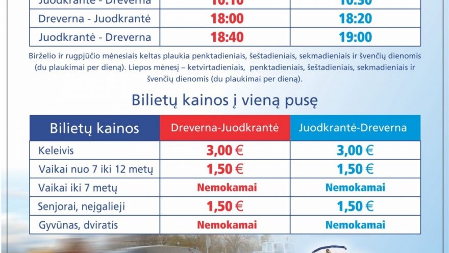 Reguliarus keleivinis keltas Dreverna-Juodkrantė-Dreverna
