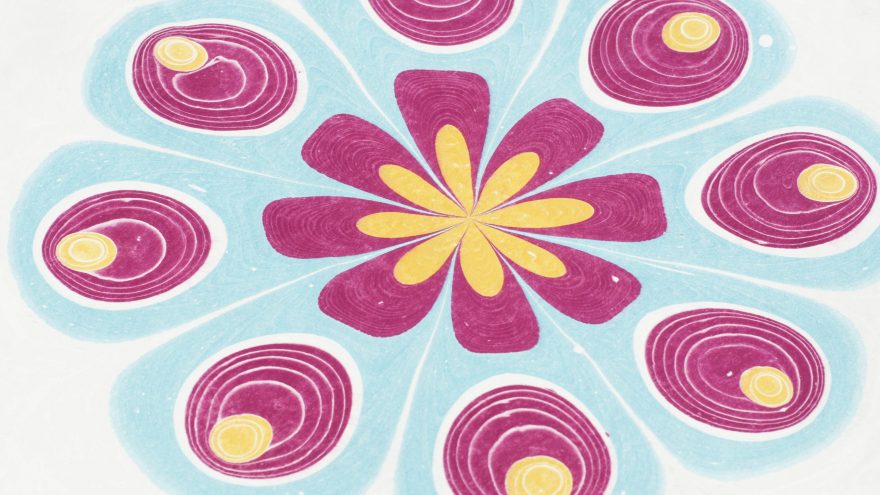 Relaksacinė mandalų tapyba ant vandens apvaliuose induose (ebru)