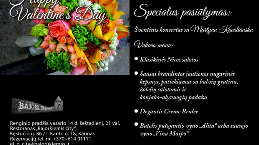 Specialus pasiūlymas Valentino dienos vakarienei