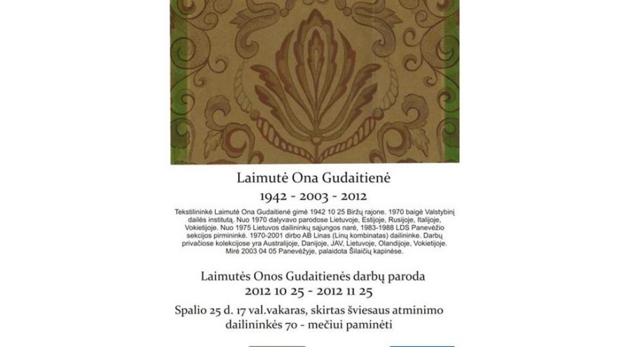 Laimutės-Onos Gudaitienės tekstilės darbų paroda