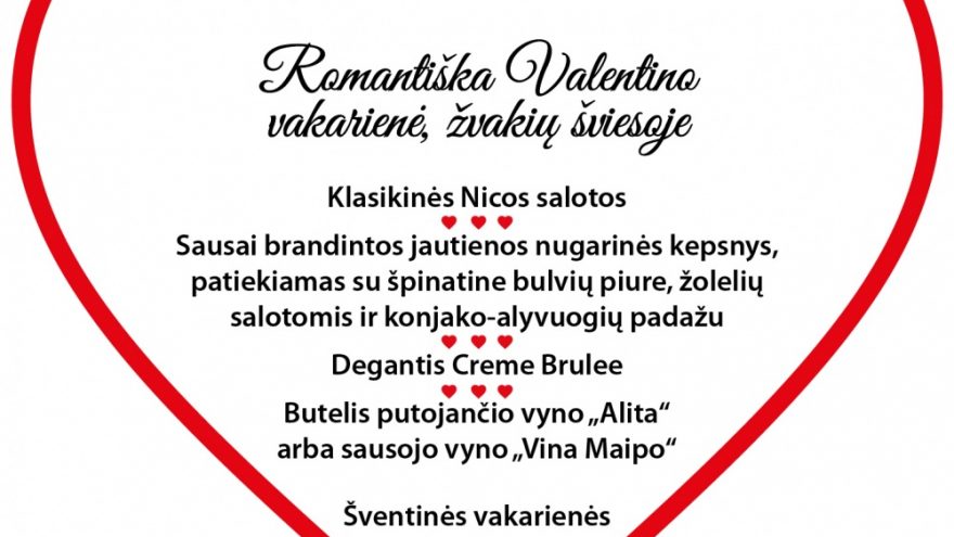 Specialus pasiūlymas Valentino dienos vakarienei