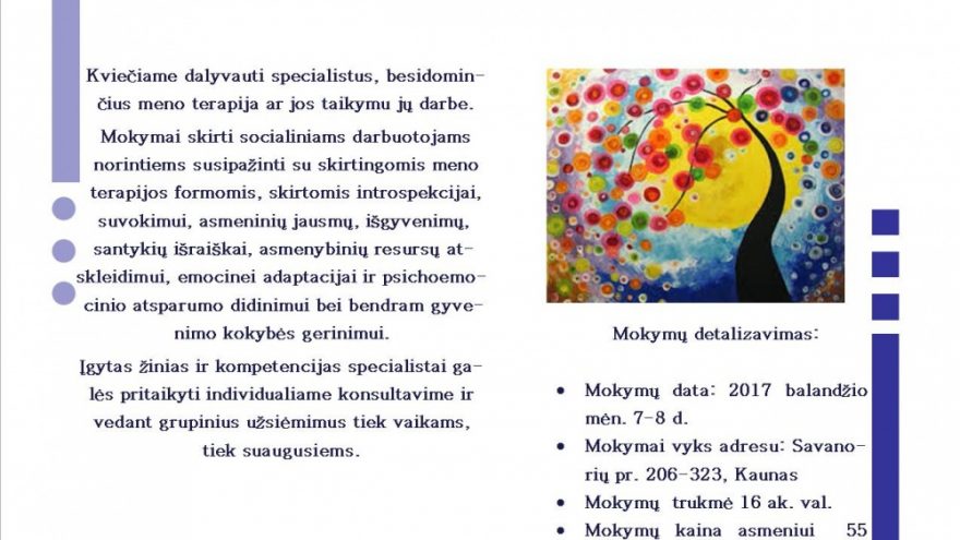 Meno terapijos metodų taikymas