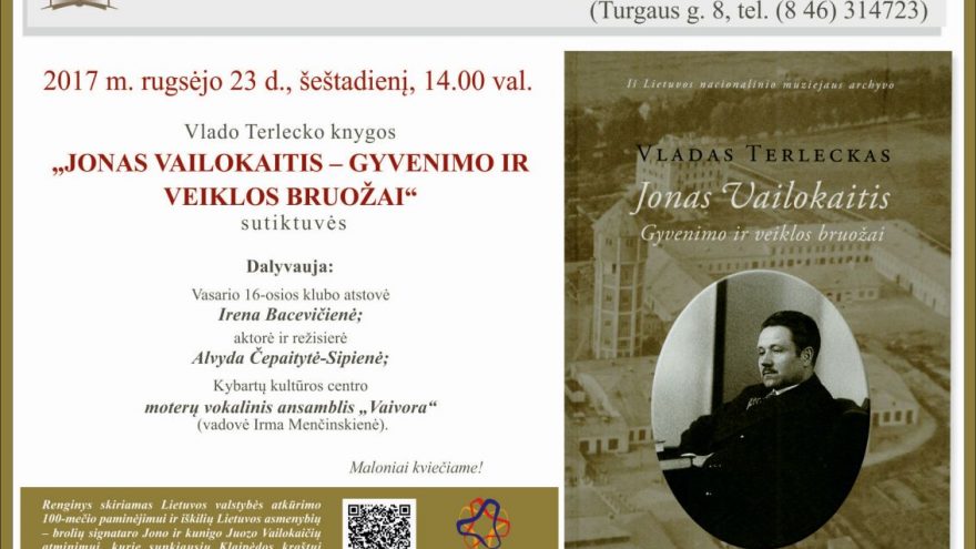 Knygos „Jonas Vailokaitis – gyvenimo ir veiklos bruožai“ sutiktuvės