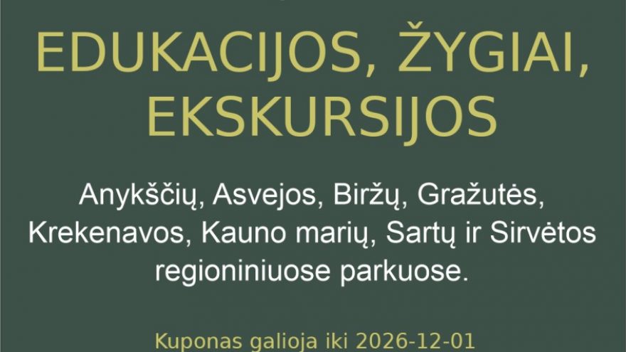 Dovanų kuponas – edukacijos, žygiai, ekskursijos