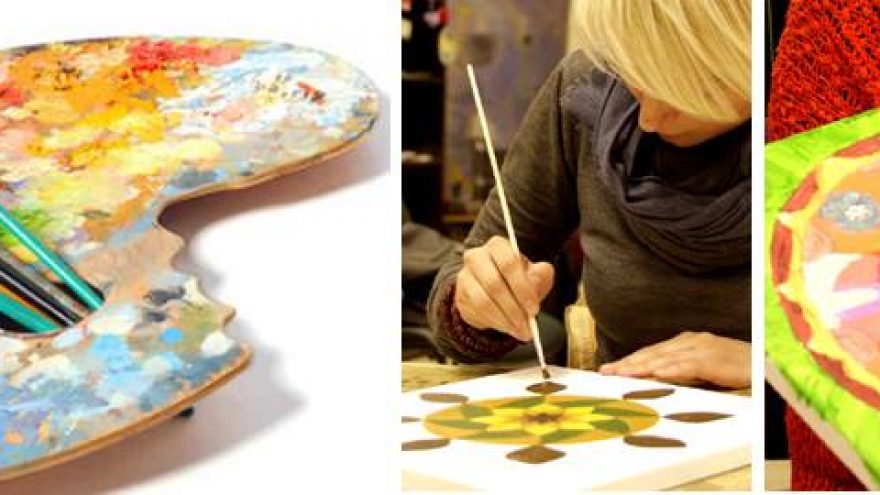 MANDALŲ KŪRYBOS TERAPIJA: INTUITYVIOS MANDALOS TAPYBA ANT DROBĖS