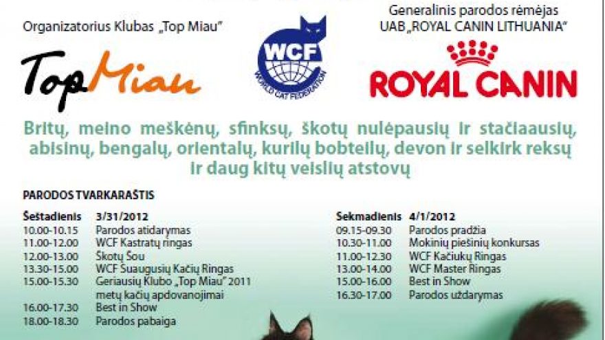 Podiumas murkliams! Klubo “Top Miau” kačių paroda