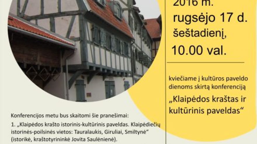 Konferenciją „Klaipėdos kraštas ir kultūrinis paveldas”