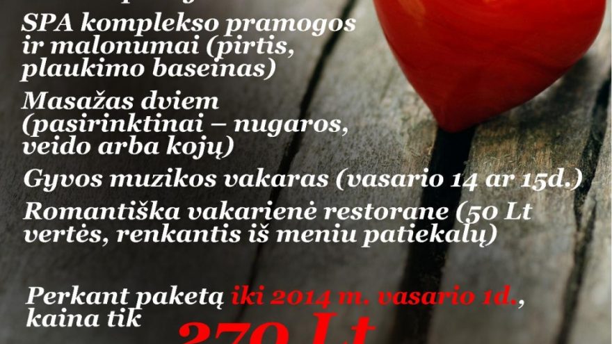 ŠV. Valentino dienos pasiūlymas “Su meile”!