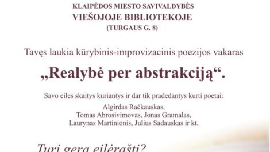 Poezijos vakaras „Realybė per abstr