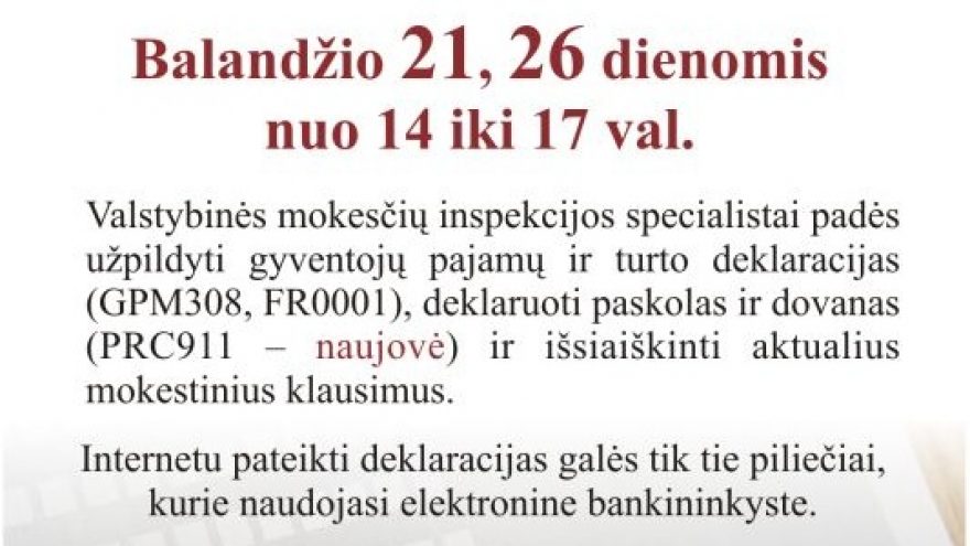Kviečiame deklaruoti pajamas bibliotekoje