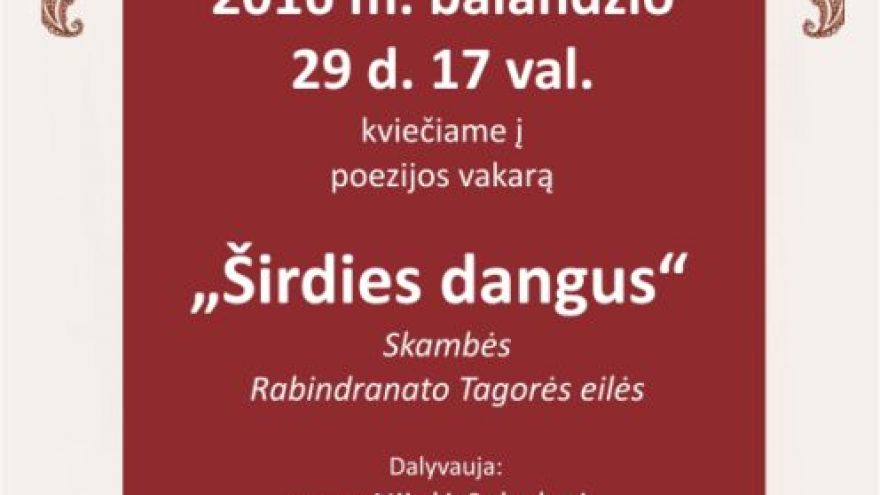 Poezijos vakaras „Širdies dangus“