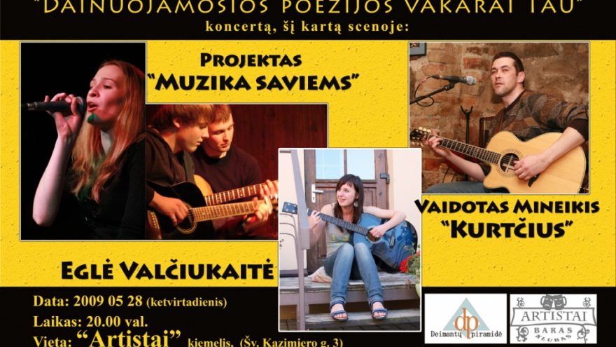“Dainuojamosio poezijos vakaras Tau”