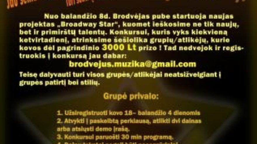 KOKURSAS “BRODWAY STAR”