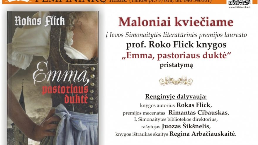 Roko Flick knygos “Emma, pastoriaus duktė” pristatymas