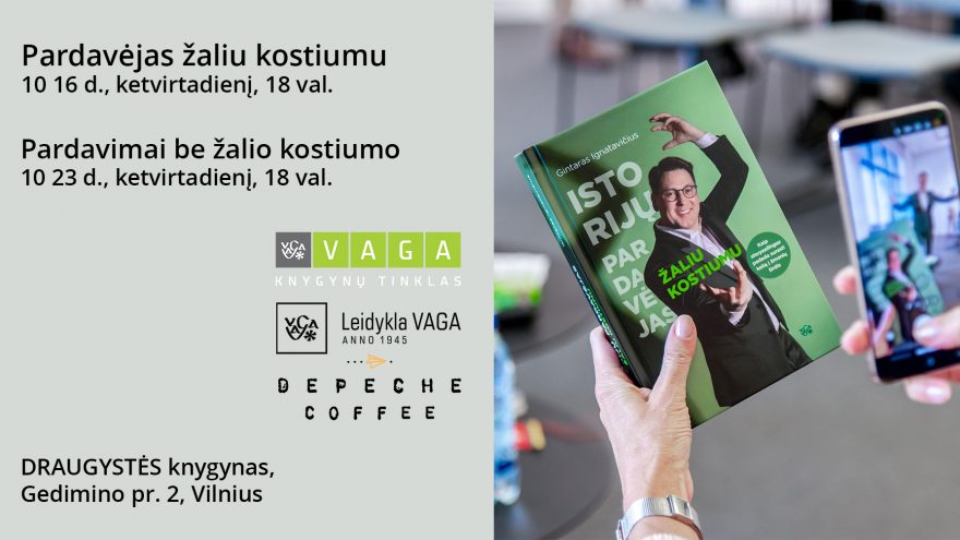 Naujausios Gintaro Ignatavičiaus knygos „Istorijų pardavėjas žaliu kostiumu“ pristatymai VAGOS Draugystės knygyne